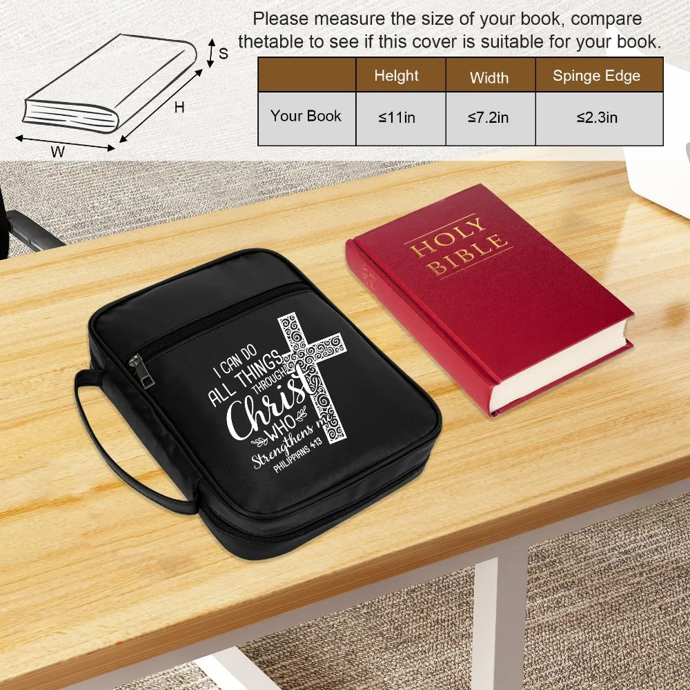Inspirational Bible Cover with Handle and Zipper Closure