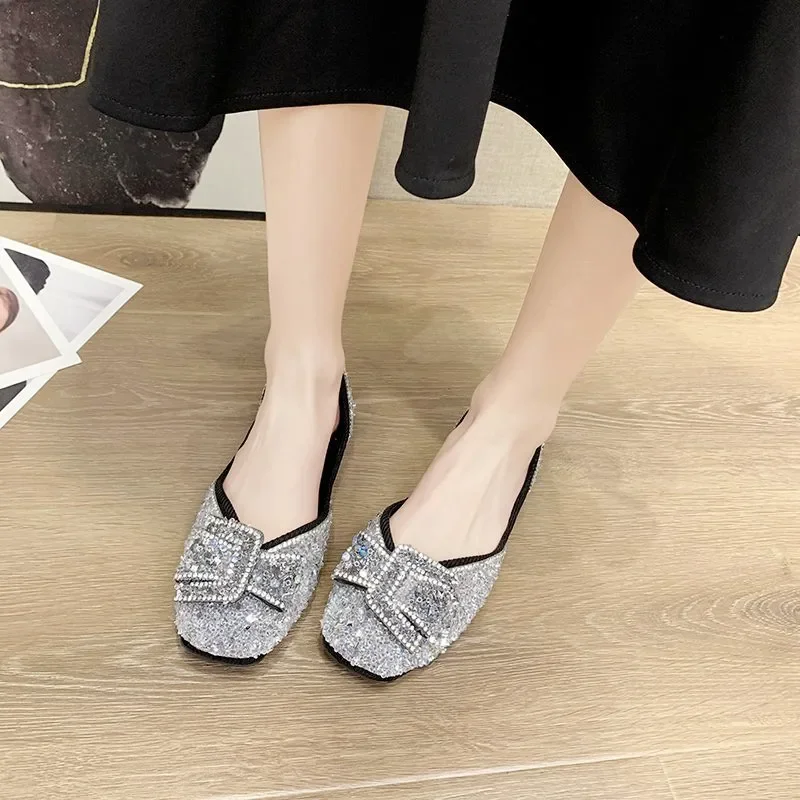 Womens Shoes New Summer Women's Flat Shoes Fashion Rhinestone Slip-On Sandals Ladies Daily Party Luxury Shoes Zapatos De Mujer