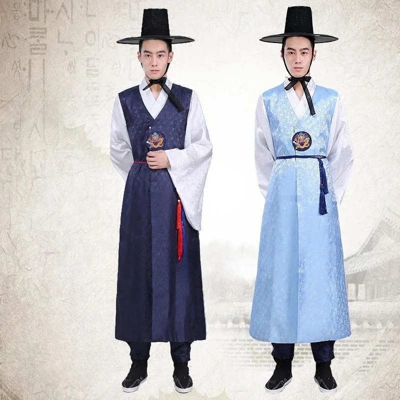 Ancient Costume Court Hanbok Men's Robe Shirt Korean Minority Watch Show Wedding Celebration Photographic  Traditional Clothing