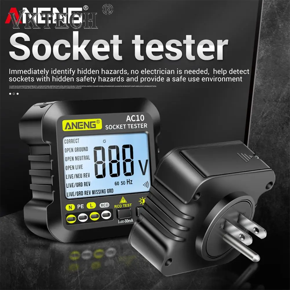 Новинка ANENG AC11 цифровой смарт-тестер розетки тестер напряжения детектор US/UK/EU/AU