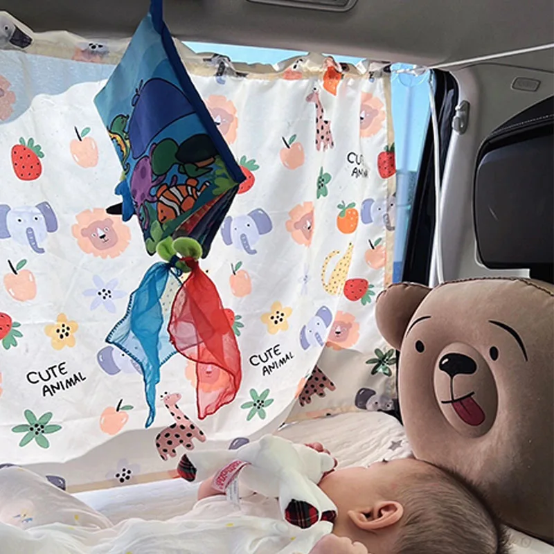 2pcs Baby Car Suction Cup Curtain Window Sunshade Cover Cute Universal Side Window Sunshade UV Protection for Kid Baby Children