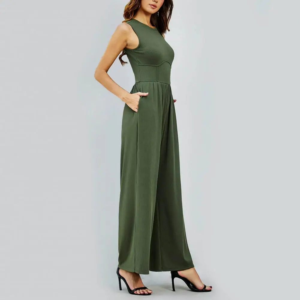 

Elegant Women Jumpsuit Stylish Women's Sleeveless Wide Leg Jumpsuit with High Waist Back Zipper Closure Elegant Summer for Women