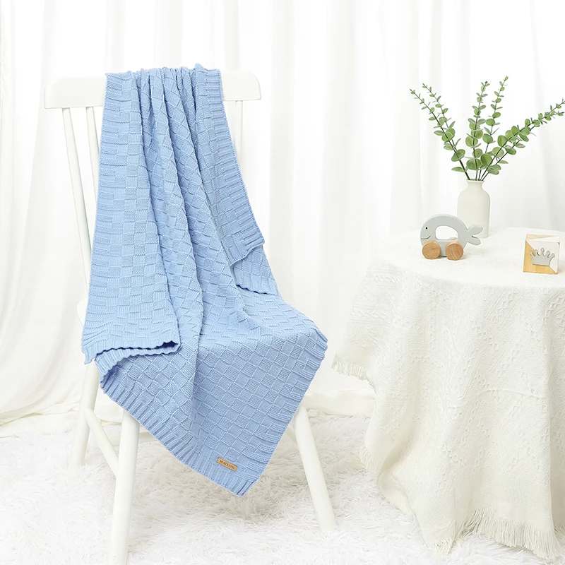 Newborn Baby Blanket Knitted Infant Girl Boy Bedding Plaid Quilt 100*80CM Toddler Kid Stroller Swaddling Super Soft Sleep Covers