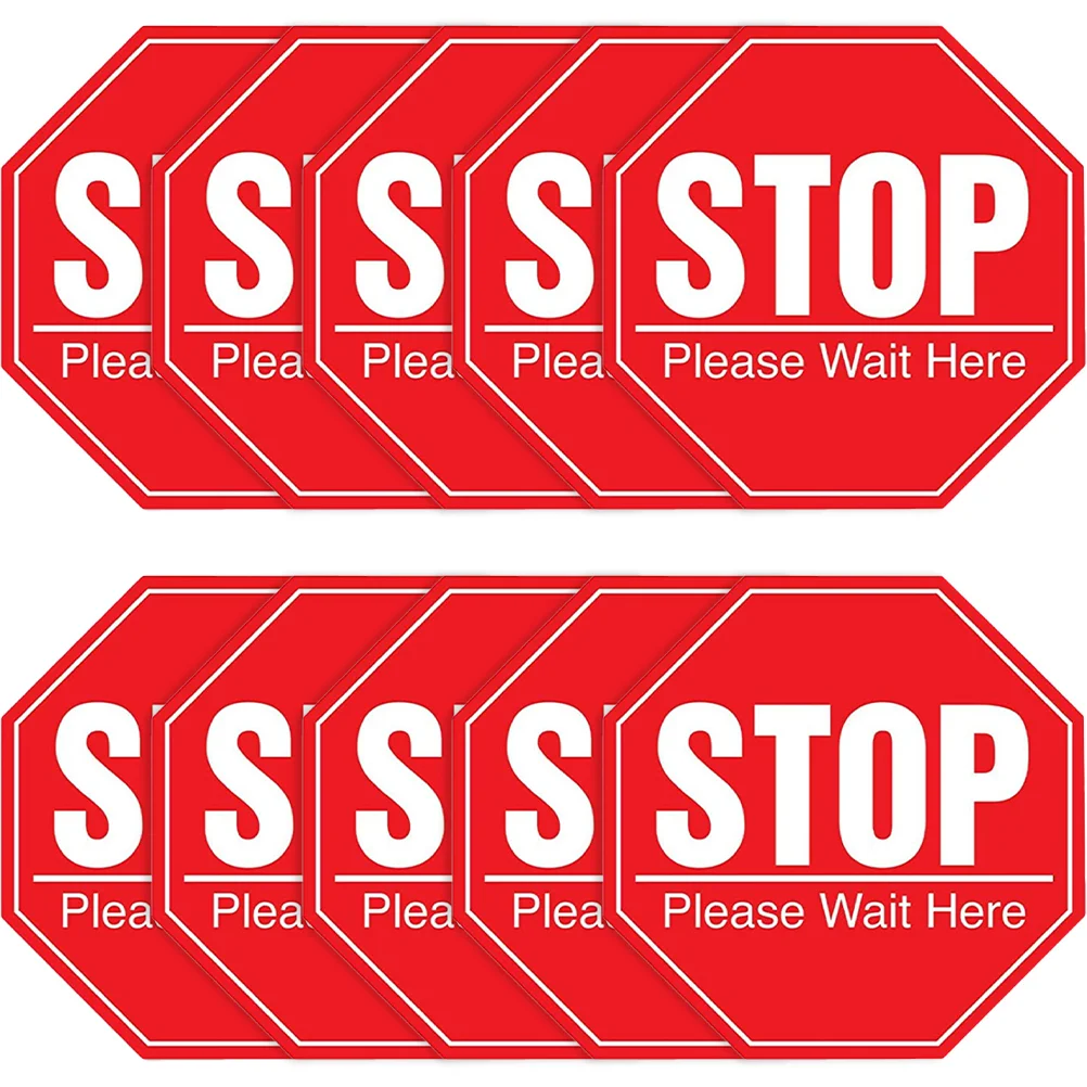 

10 Pcs Stop Epidemic Prevention Wall Sticker Stickers Please Wait Here Signs Applique Floor Pvc Social Distancing