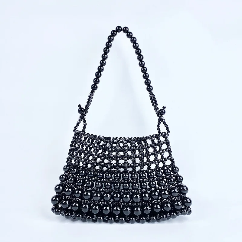 

Niche Pearl Bag Women's Hand-beaded Braided Underarm Bag Fashion Street Mobile Phone Shoulder Bag