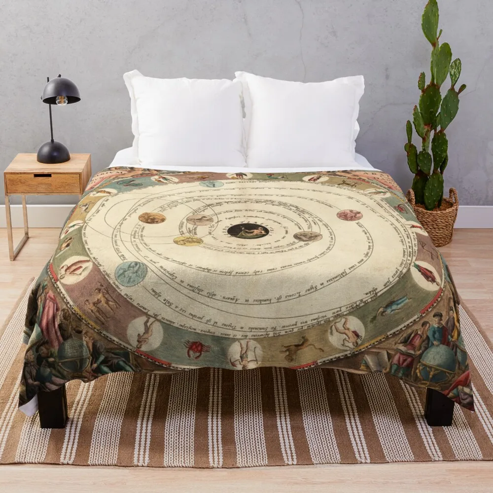 

Vintage Zodiac Circle with Horoscope Throw Blanket large fluffy plaid blanket for giant sofa