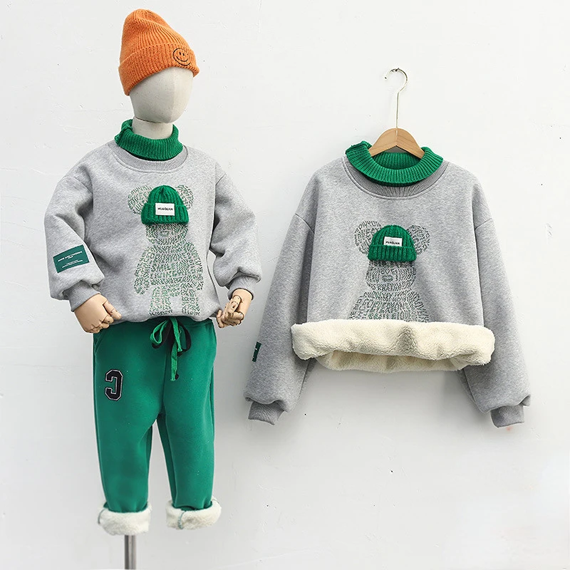 

SOMENIE Spring Autumn Children's Boys Girls Cartoon Bear Print Clothing Suit Kid Sport Hoodies Pants 2Pcs/Sets Fahion Tracksuits