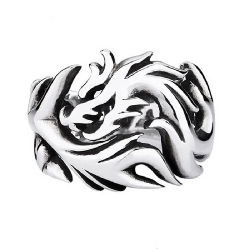 Wholesale 20pcs Dragon Rings For Men Women Punk Style Silver Color Claw Trendy Jewelry Party Gift Fashion Finger Accessories 5
