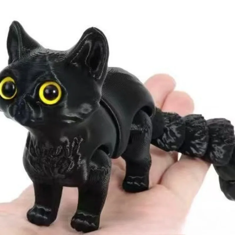 Vibrant Candy Cat 3D Printed Movable Action Figure Desktop Ornament & Birthday Gift