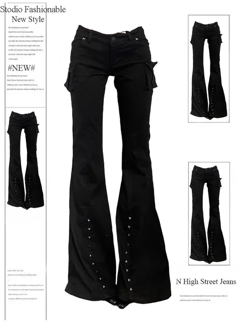 Women Dark Academia Goblin Core Long Trousers Gyaru Goth Low