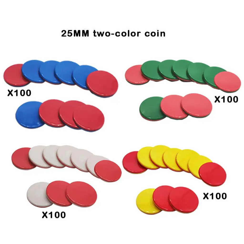 100Pack Two Color Learning Counters Counting Chips Disks Blank Discs Markers