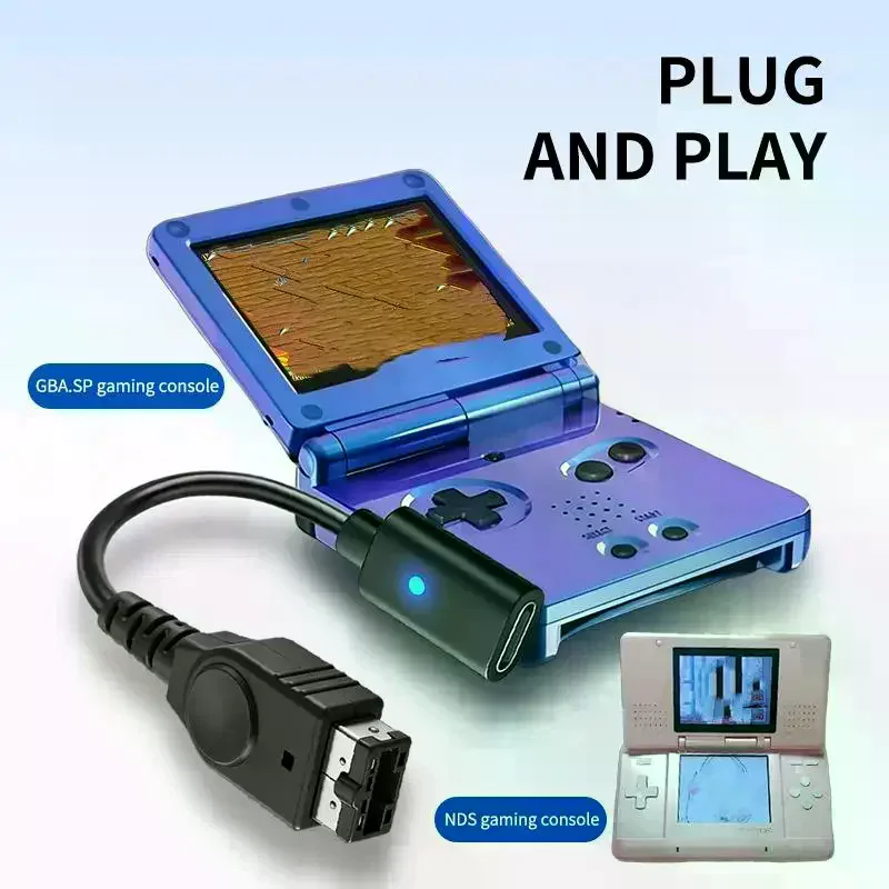 LED 표시등이 있는 GBA SP 게임보이 어드밴스용 USB 타입 C 충전 케이블, 전원 공급 와이어, 게임 콘솔 코드
