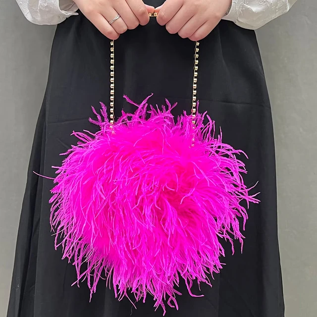 Source Fluffy ostrich feather lady bag fashion party handbag fairy hair  shoulder bag on m.