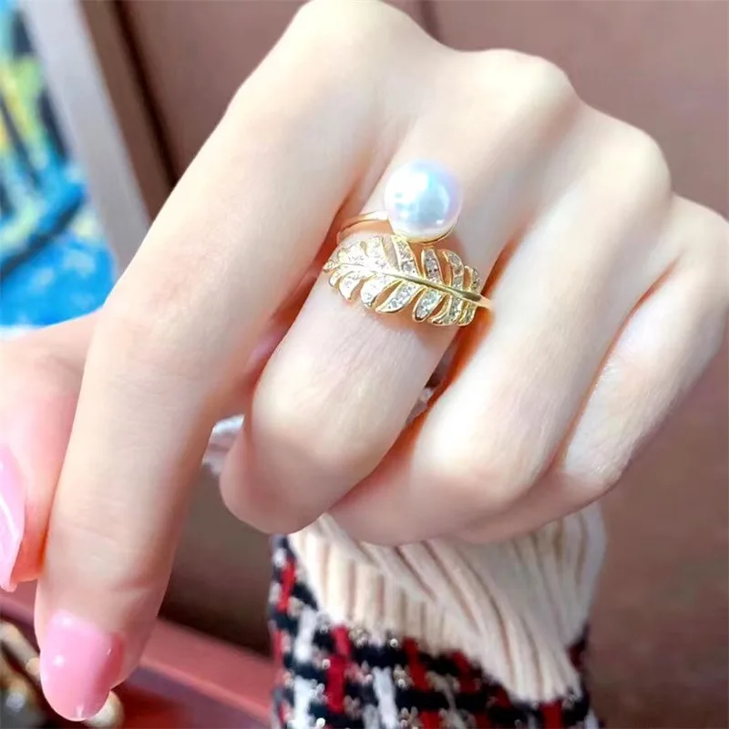 

M Home same style open feather ring women's trendy engagement ring Luxury high-quality women's jewelry adjustable ring for women