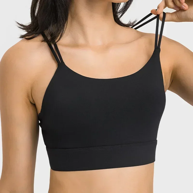 Lemon Women Cutout Push Up Gym Fitness Bras Cami Crop Tops Women Double Straps Nylon Workout Yoga Sports Bra with Removable Pads