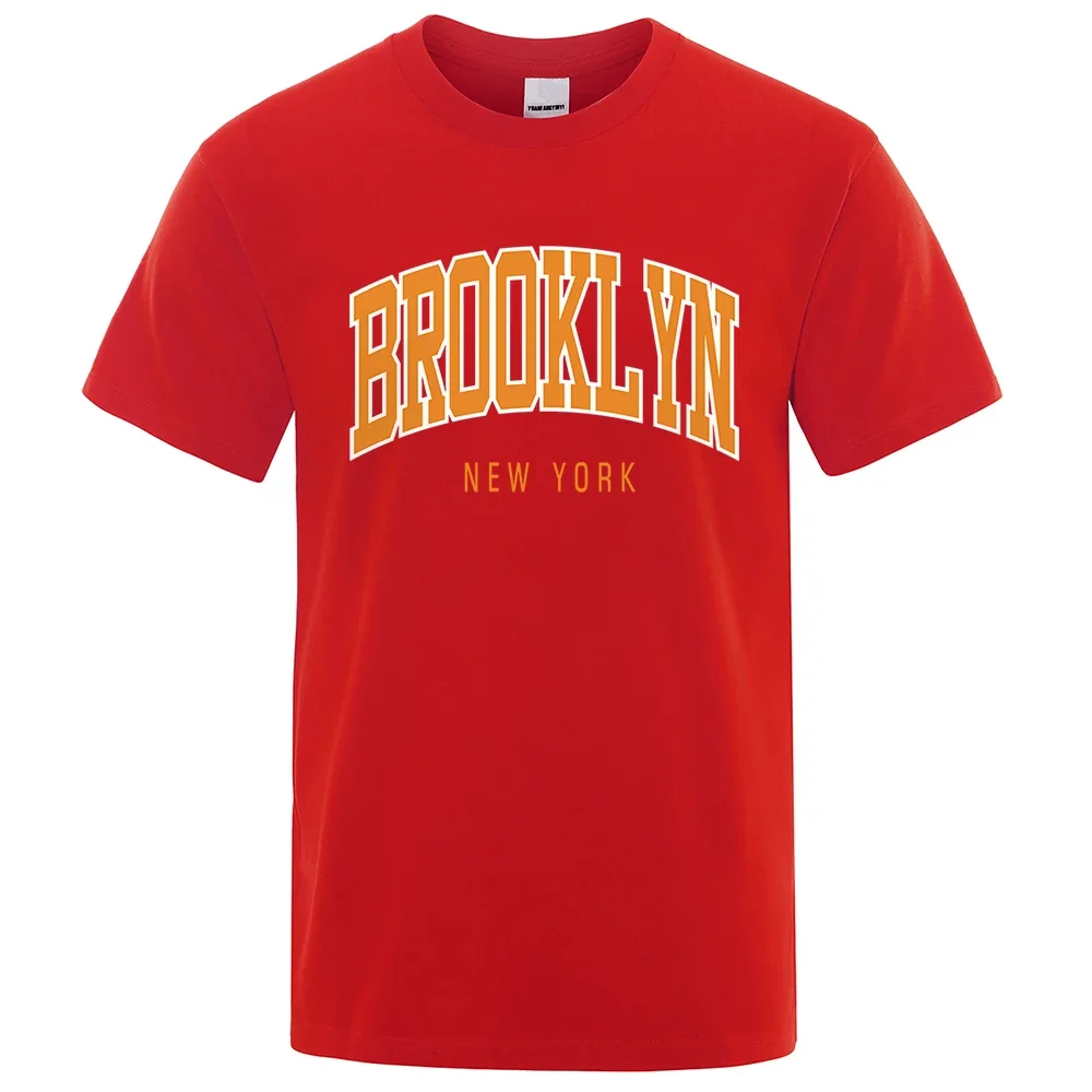 

New York Brooklyn Hip Hop Letter Tops Man Casual Oversize T Shirt Cotton Summer Casual Wear Cartoon Crewneck Loose Mens T Shirts