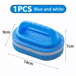 Multipurpose Cleaning Brush with Handle - Versatile Sponge and Scrubbing Tool (Blue and white)