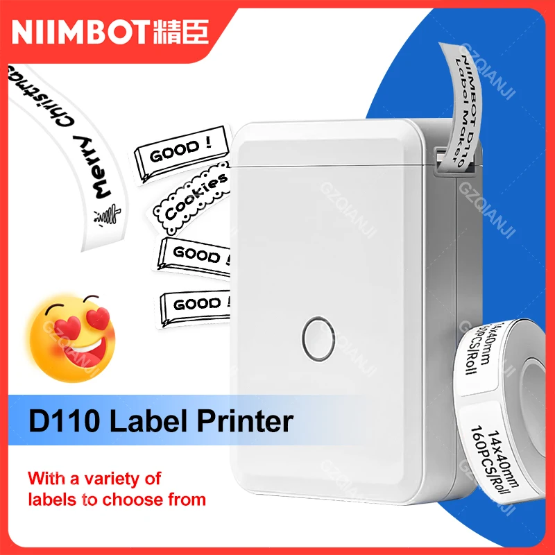 NIIMBOT D110 Blue Color Label Maker Machine with Tape Small Thermal Sticker  Portable Bluetooth Printer Labeller - AliExpress