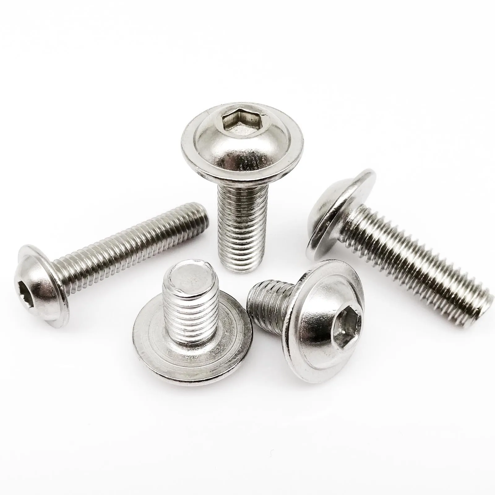 Stainless Steel Screws Bolts M2 M2.5 M3 M4 M5 M6 M8 304 A2-70 Hexagon Socket Round Button Flange Head With Washer Gasket Allen