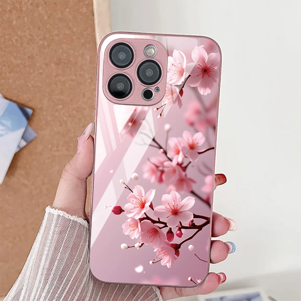 Floral Glass Phone Case Cover
