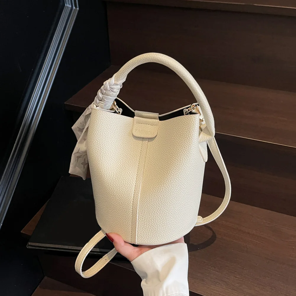 Women PU Leather Bucket Bag with Inner Pocket Mini Shoulder Messenger Bag Shoulder Handbags Purses for Work & Daily Use