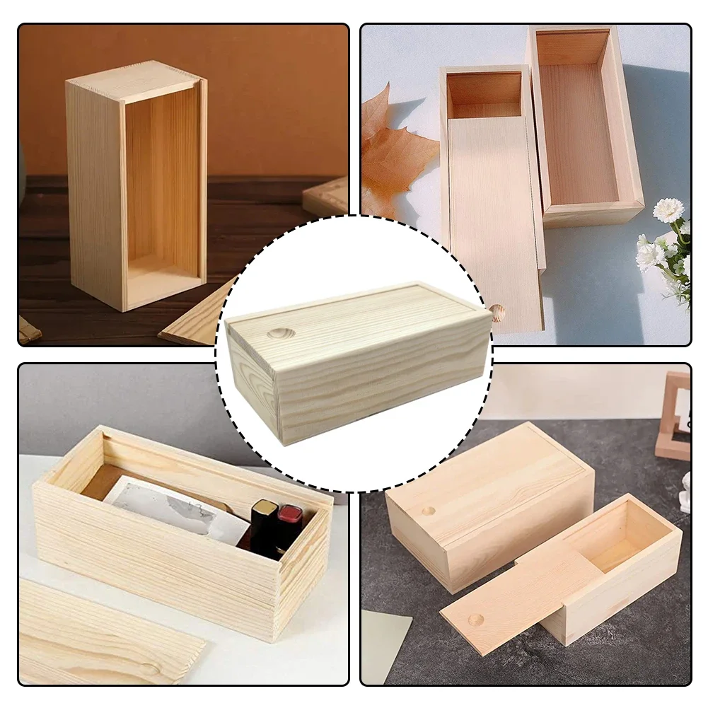 Wood storage box Pine Pull-out Box Sliding Cover Wooden Box Wooden Storage Log Drawer Wood Jewelry Organizer Case DIY Case