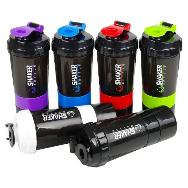 3 Layers Sport Protein Shaker Bottles 450ML Mixing Ball Shaker Cup