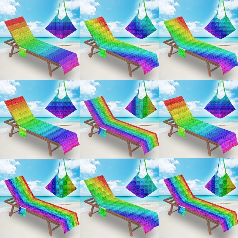 

New Storage Beach Towel Recliner Set Lounge Chair Beach Towel Cover Microfiber Quick Drying Pool Towel Bath Towels