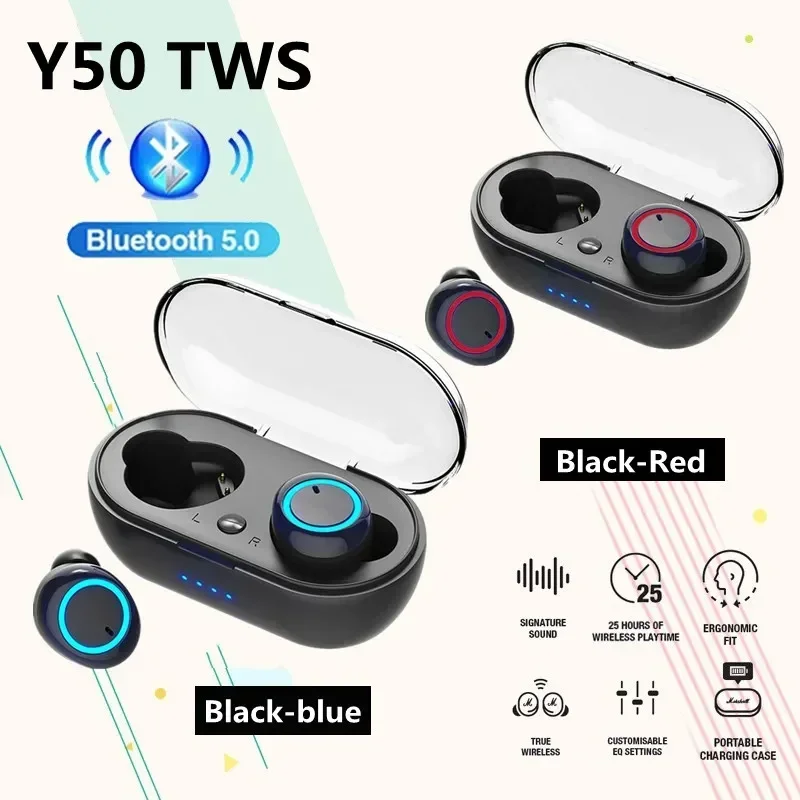

TWS Y50 Bluetooth 5.0 Earphones Wireless Headphones Headset HIFI Stereo Sports Earbuds for Xiaomi Redmi Huawei Samsung