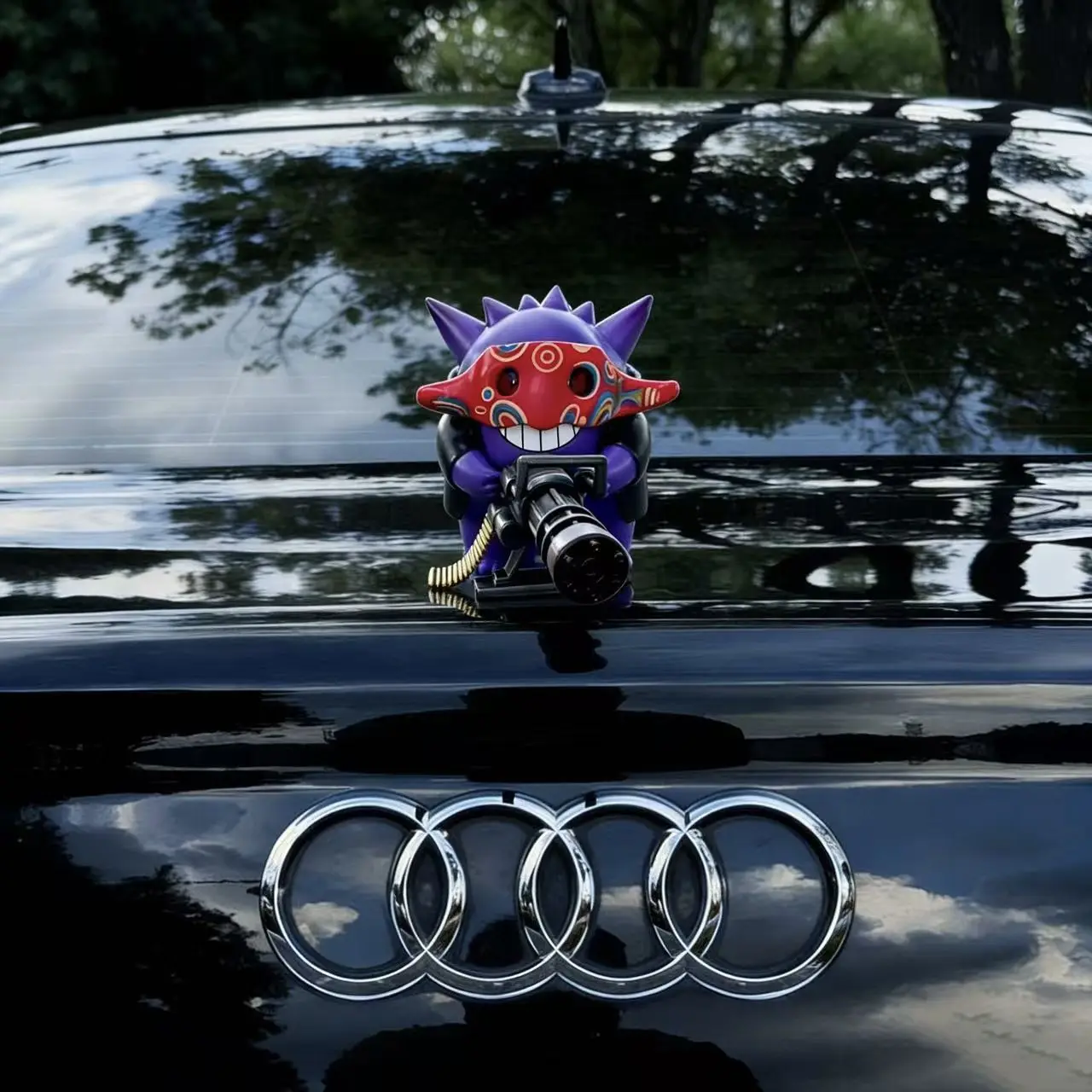 Ornamento per Auto Pokemon Gengar Minigun, Statuetta Anime Gengar Mascherato, Decorazione per Cruscotto e Console Centrale Auto, Regalo - immagine 6