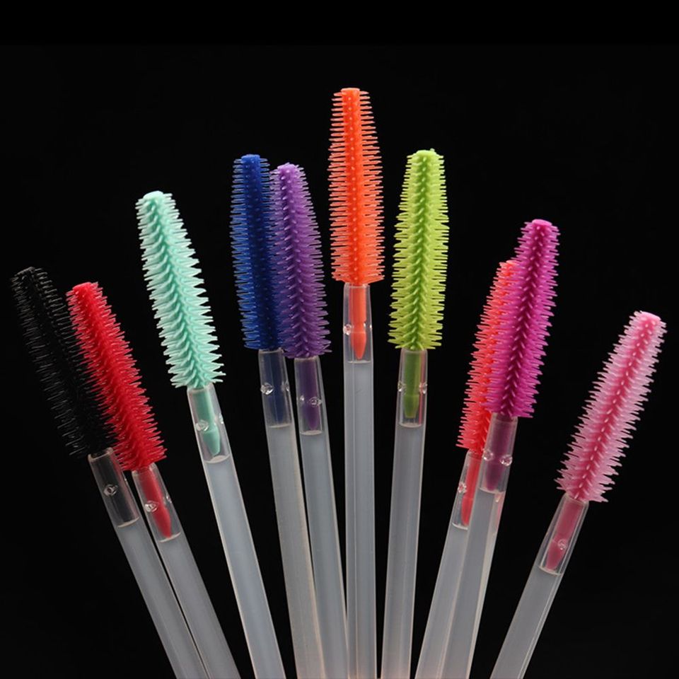 10Pcs Colorful Disposable Silicone Head Mascara Applicator Spooler Brush Eyebrow Comb Brush Eyelash Extension Makeup Tools