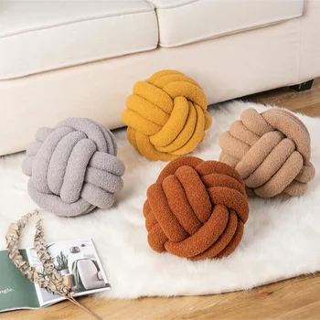 Coussin en peluche Globe à nœud esthétique, boule nordique, oreiller décoratif pour canapé, coussin de dos doux pour dormir 1