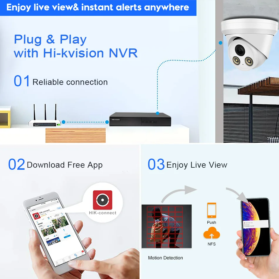 Live View Hik Connect Security Hikvision Compatible 5/8MP Dome IP