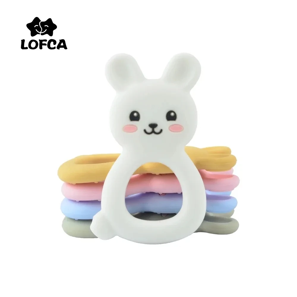 1PC Rabbite 실리콘 Teether 완구 목걸이 액세서리  씹는 장난감 동물의 실리콘 비즈 부드러운 teether DIY ..