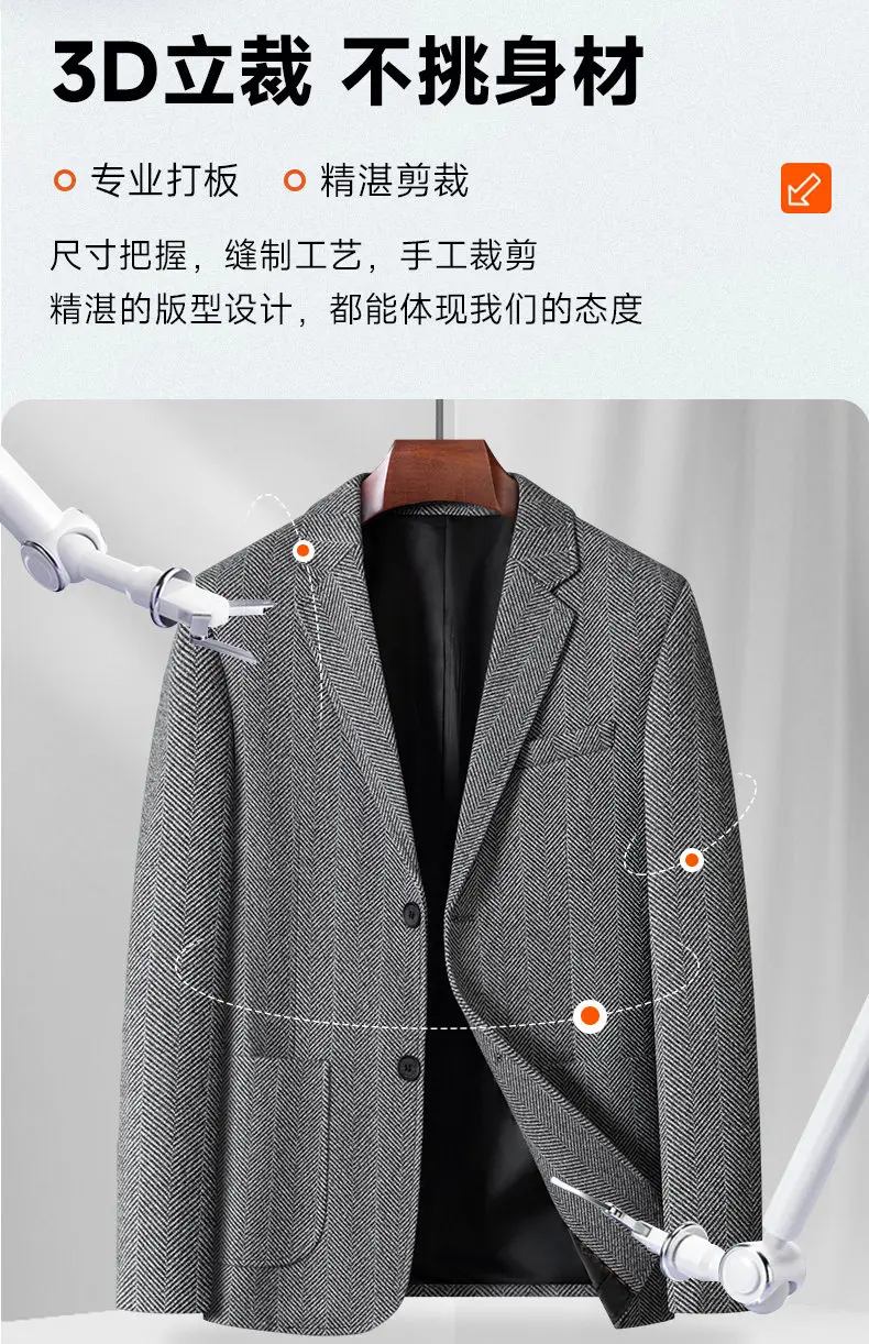 Blazer, Herren Modischer Business-Outdoor-Reise Jugendlicher Hochzeits-Vielseitiger Gentleman-Blazer, Casual Koreanischer Stil Slim-Fit Blazer – Detail 7