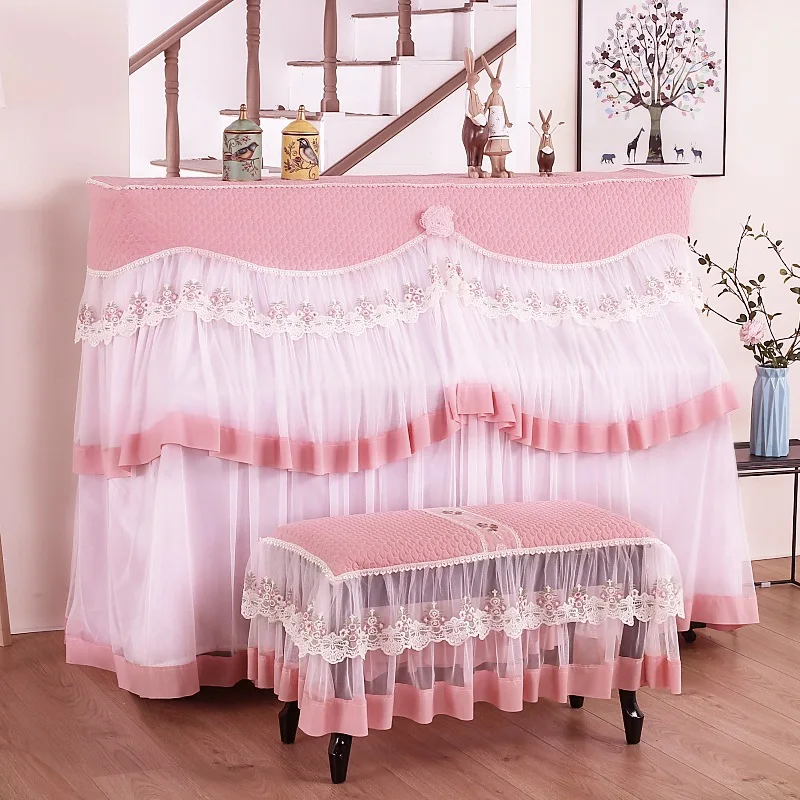 All Inclusive Lace Piano Cover single double Stool covers Korean Style Piano Dust proof Cover Do not take it off to play