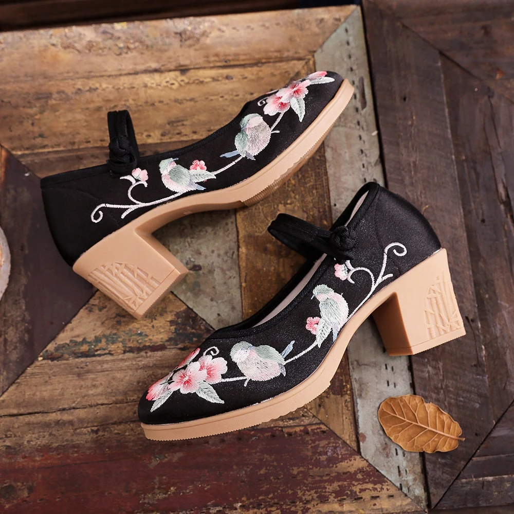 Women's Floral Print Chunky Heel Sandals Comfortable Open - Temu