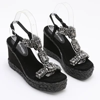 Trendin Mode Women's Velvet High Wedge Sandals 10cm Heel - Image 5