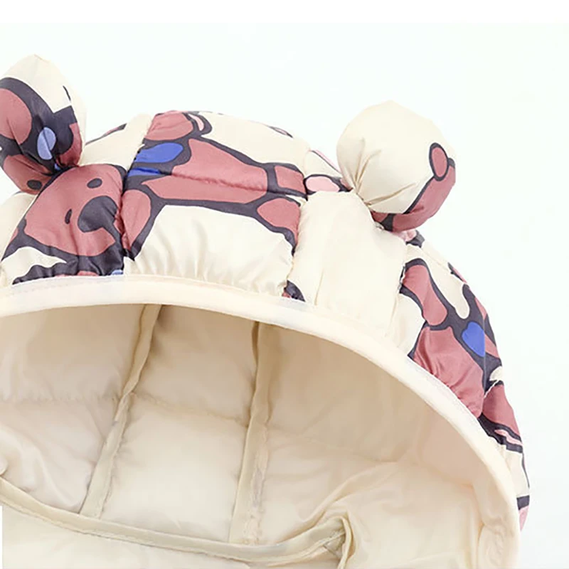 Girls Winter Coat Boy kids Girls Cotton-padded Jacket Character Pattern Baby Hooded Jacket Children Down