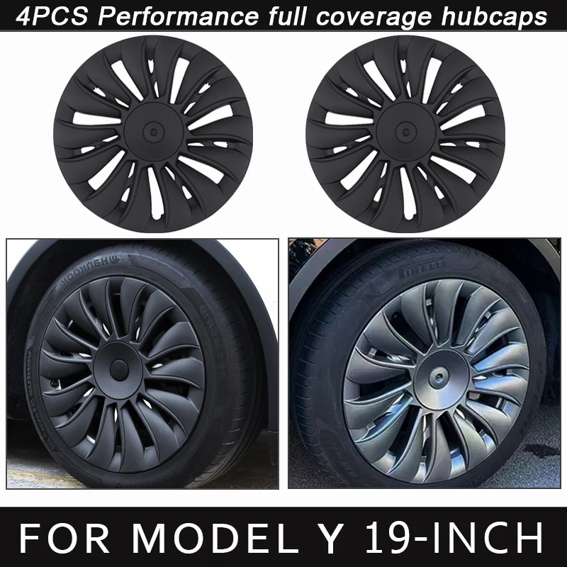 

4PCS HubCap Performance Wheel Caps Automobile Replacemen Hub cap Full Rim Cover Accessories for Tesla Model Y 19 Inch 2018-2024