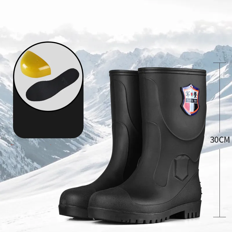 Labor Protection Rain Boots Steel Head and Bottom Anti-smashing, Anti-stab, Medium-tube, High-tube, Fishing, Rescue, Fire Shoes
