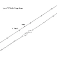 35-80 cm 1mm mince pur 925 perles en argent Sterling chaîne gourmette colliers ras du cou femmes filles bijoux Kolye Collares Collier Ketting 2