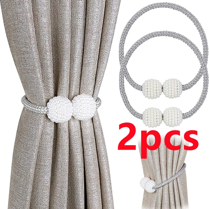 Description Picture 2 of item2PCS Pearl Magnetic Curtain Clip Curtain Holders Tie Back Buckle Clips Hanging Ball Buckle Tie Back Curtain Decor Accessories