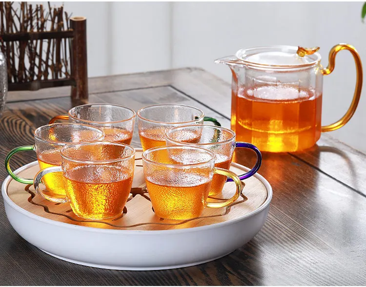 6PCS 120ML Transparent Glass Cup Tea Cup Set of 6 Teaware with
