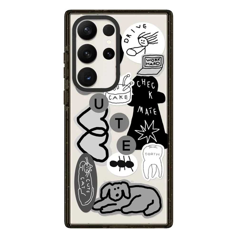 

Dog Rabbit Acrylic Black Border Case for Samsung Galaxy S22 S23 S24 Ultra S22+ S23+ S24 Plus Cover Protective Case