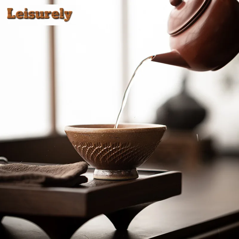 Coarse Pottery Antique Teacup Antique Tea Bowl Water Jug Smelling Cup Jianzhan Master Cups Chinese Tea Set Accessories Supplies