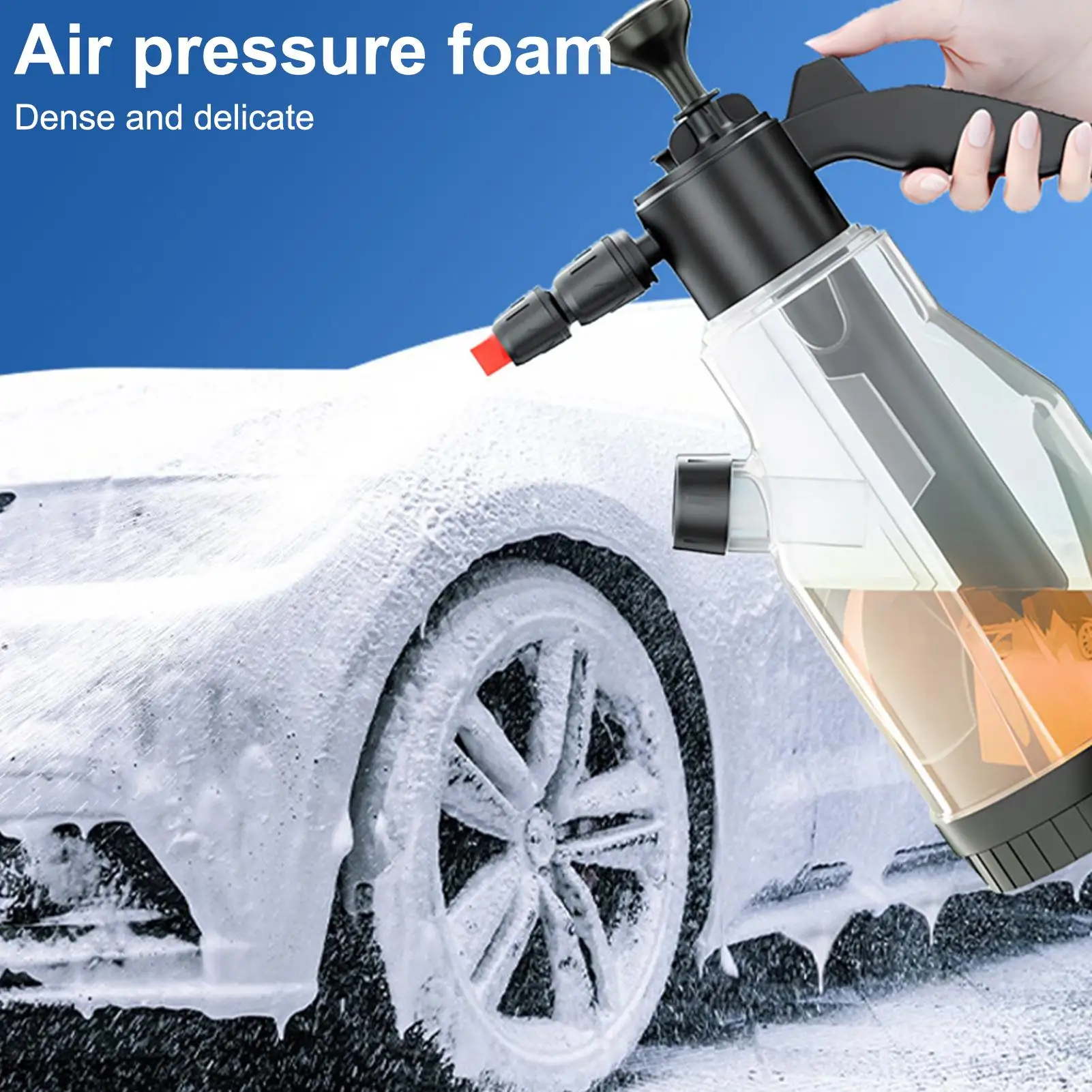 2L Handheld Car Wash Foam Sprayer Car Wash Cannon Garden Hose Compatible Car Detailing Cleaning Snow Foam With Side-Opening Lid