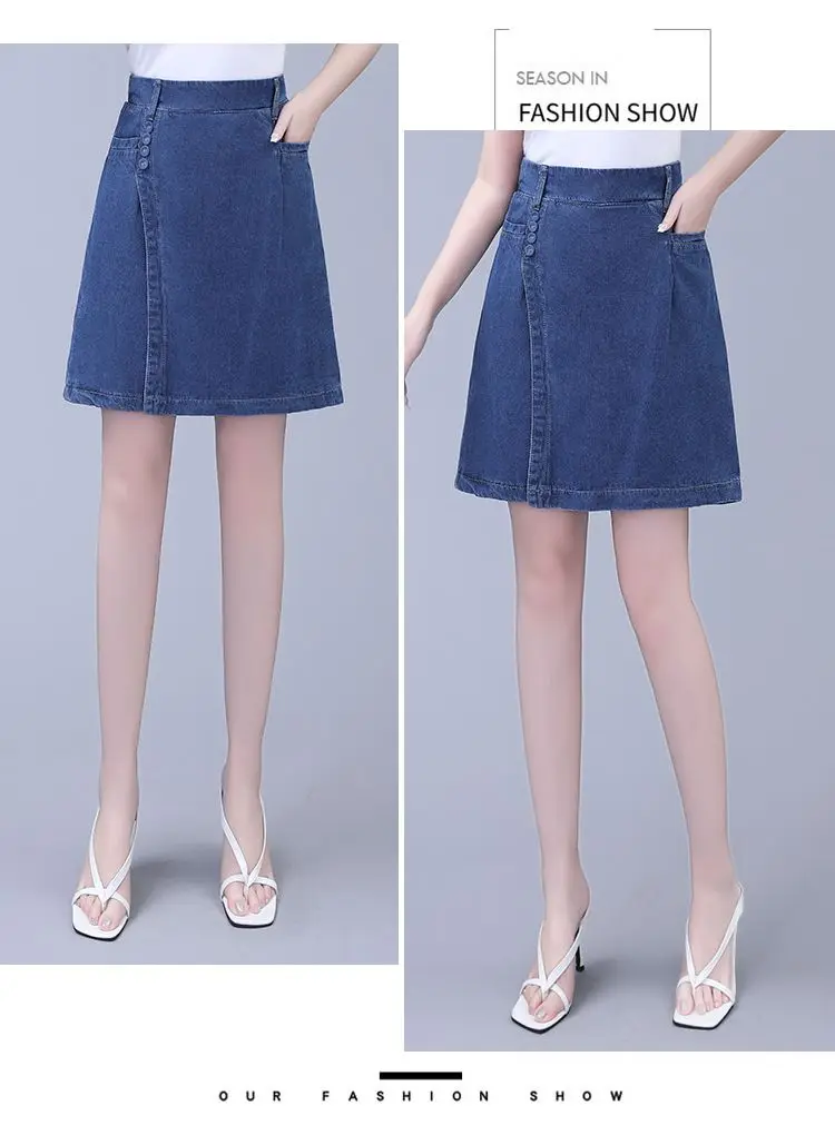 Five point Jeans Skirt Women's Summer Thin Four point Wide leg pants 2026 New Woman Loose Shorts High waisted Short Casual Pants