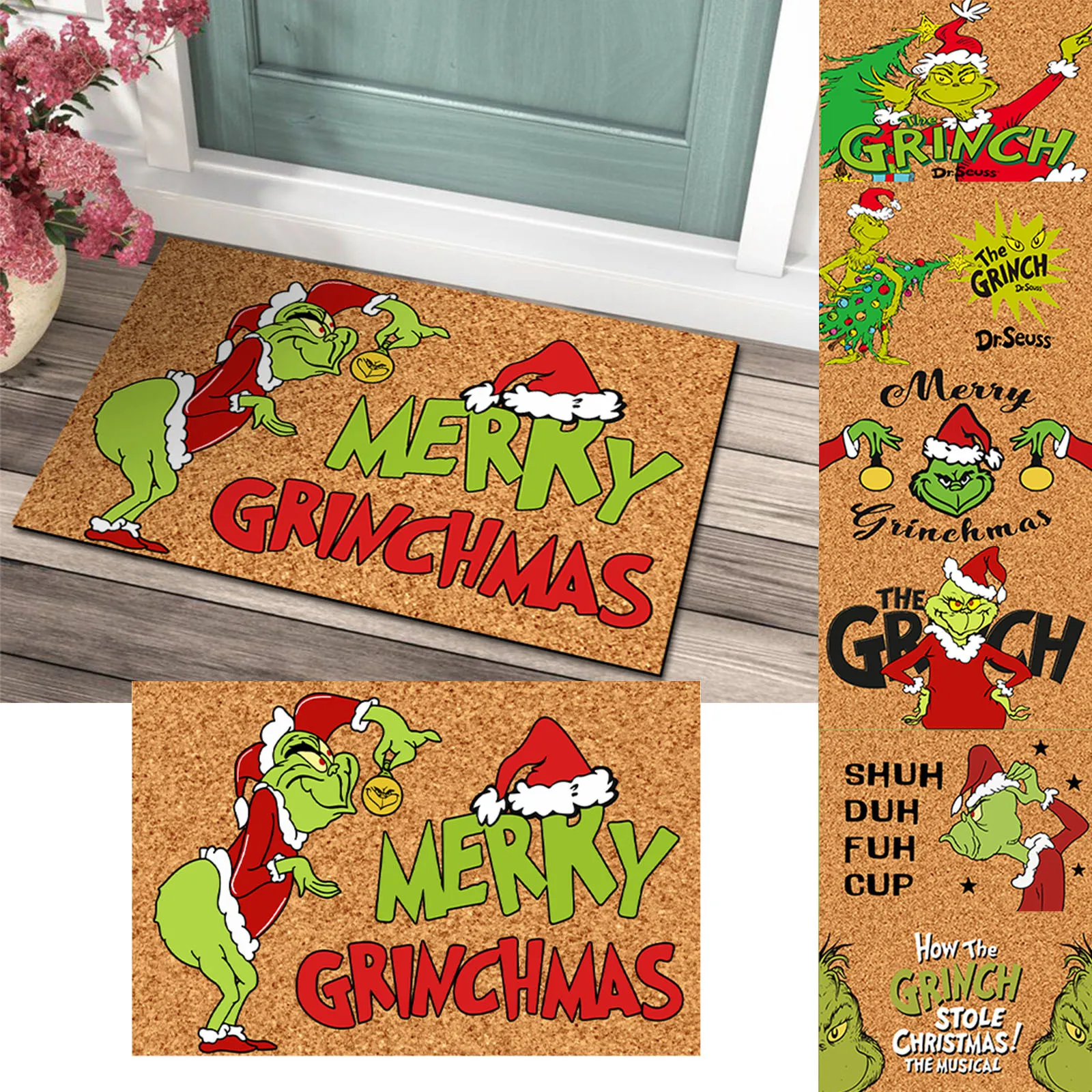 Christmas Door Mat Outdoor Welcome Mat Front Door Entryway Christmas Carpet Funny Mats Anti-Slip Rug Decorations