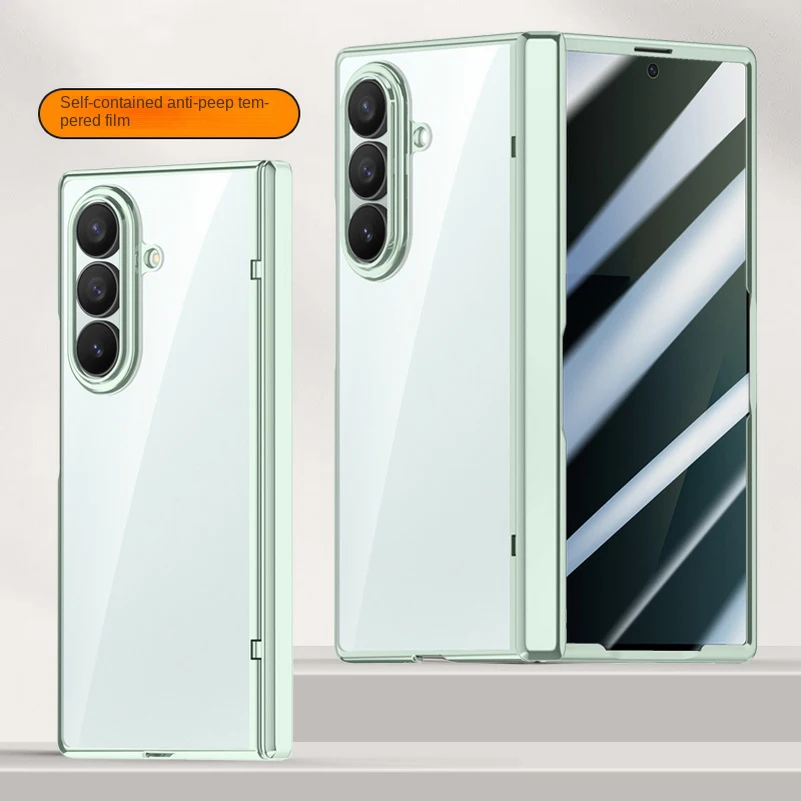 Clear Tempered Glass Protector Case with Spring Hinge Cover, Fully-Enclosed Design